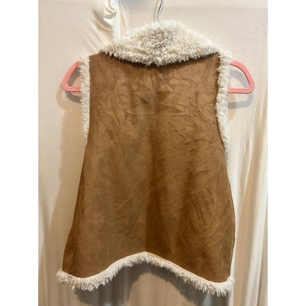 Hinge Girl's Faux Suede Sherpa Vest Brown Sleeveless Boho Layering Piece